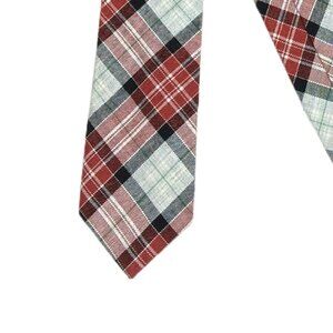 Nautica Plaid Cotton Tie Men’s 59” Maroon Black Western Preppy Corpcore Skinny
